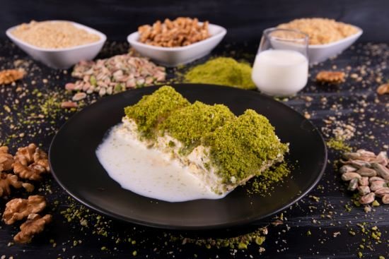 three-pieces-of-turkish-dessert-on-a-plate